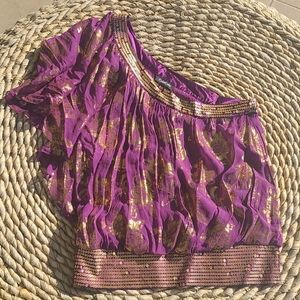 One shoulder Bebe silk top